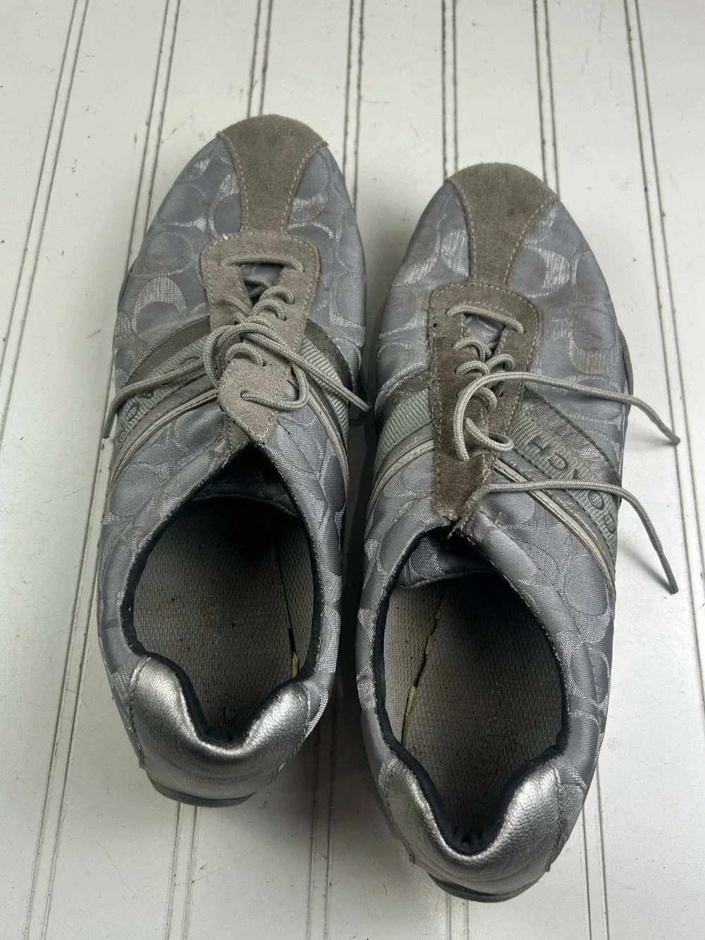 Coach Jayme Monogram Signature Logo Sneakers Grey Silver Women’s Size 11M